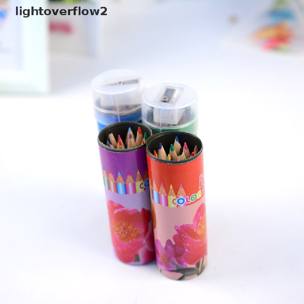 (lightoverflow2) 12pcs / Set Pensil Warna 12 Warna + Kuas Untuk Anak Tk Belajar Mewarnai