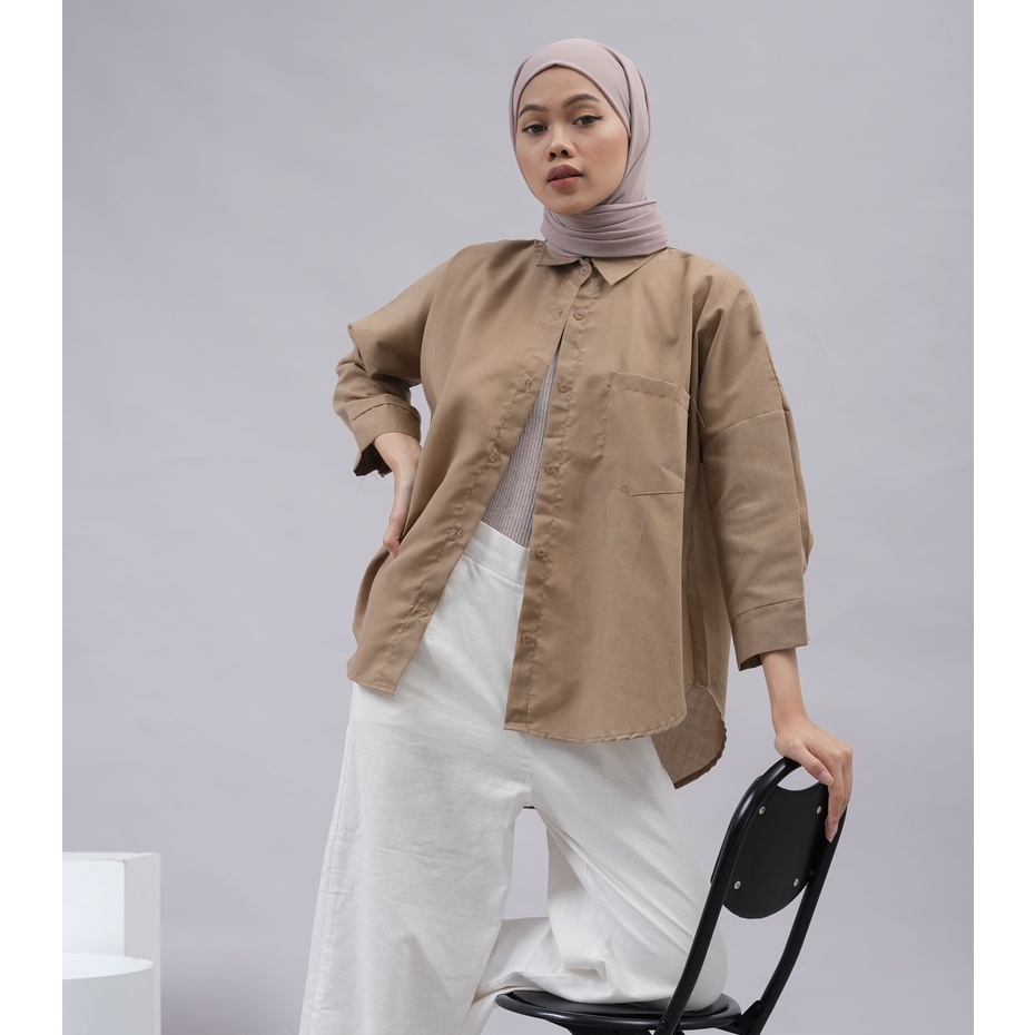 [100K GET 4] The Bloom House - Kemeja Kerja Polos Raisa Katun Supernova Shirt B089