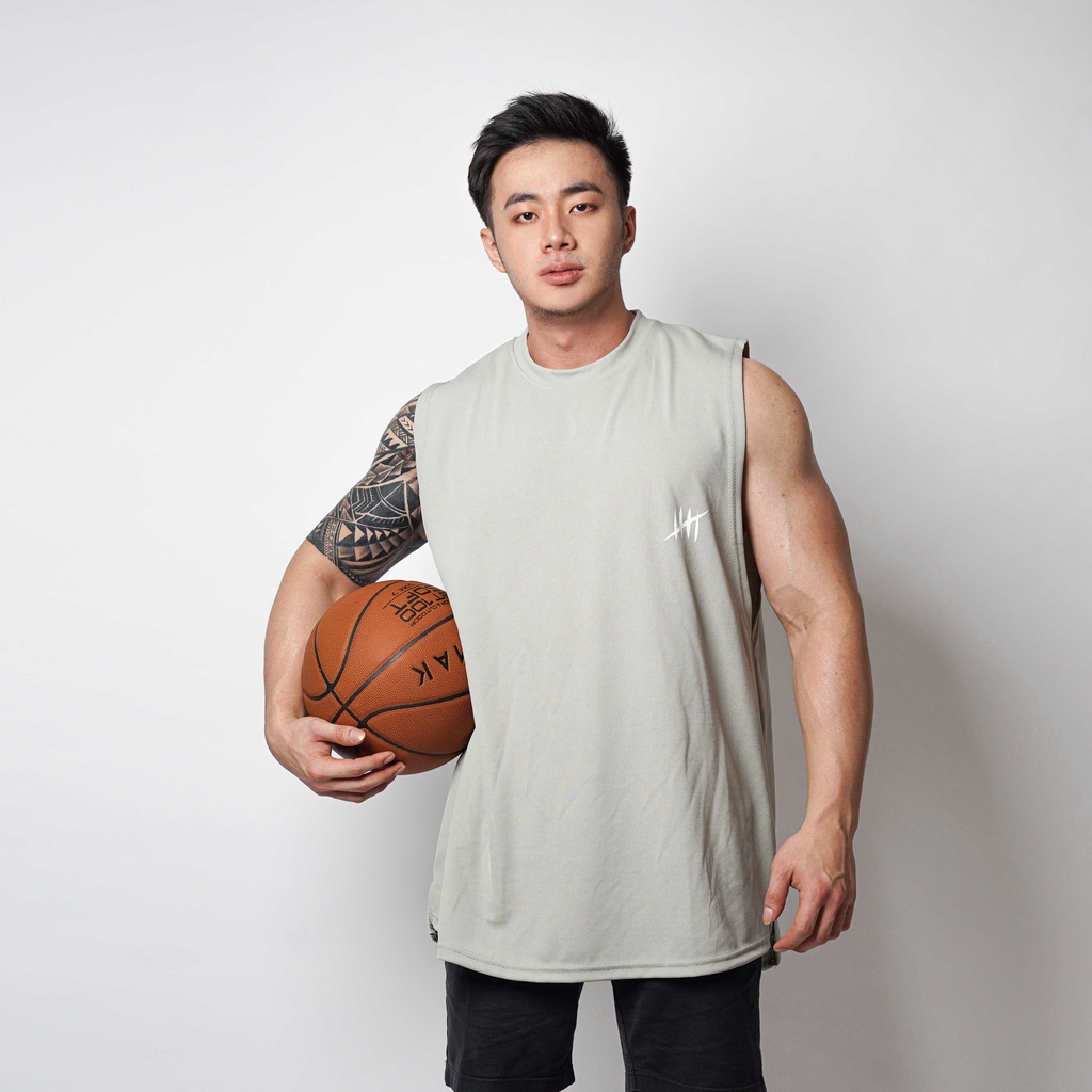 DONSON Sportswear Simple Low Cut Singlet Dalaman Tanktop Olahraga Kasual Sport Extra Fine Polyester Grey Jumbo