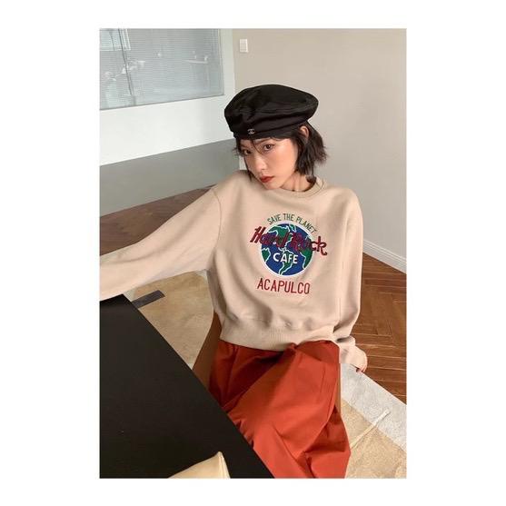 Sweater Wanita | SAVE PLANET CROOPE Sweater Wanita | Sweater Sweatshirt Baju | Korean Style Oversize