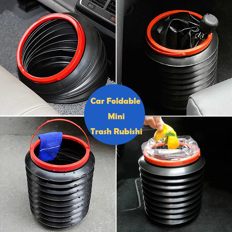 Tempat Sampah Mini Lipat Mobil Ditarik Mini Bin &amp; Dustbin Storage Bucket For Cars Outdoor Mancing Bucket Mobil Tras