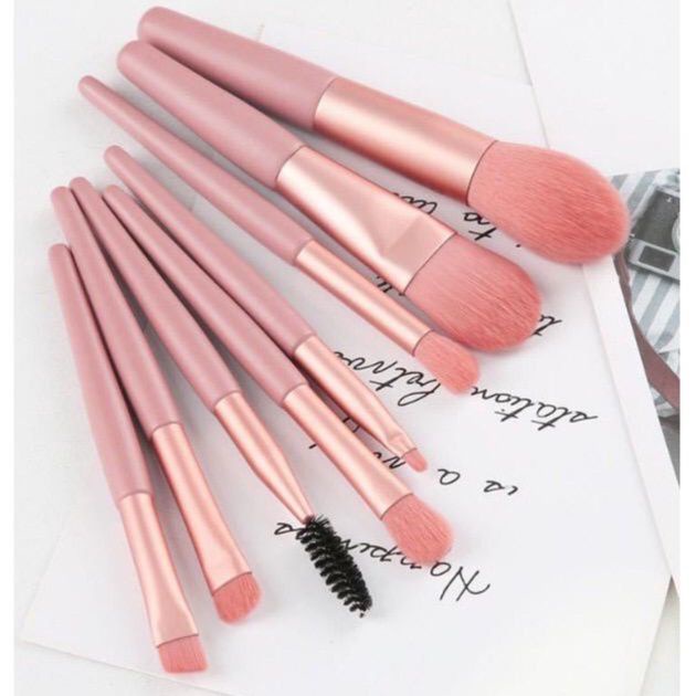 Lovefashion - Kuas Set Make Up 8pcs Set Mini Travel Make Up Brush Kuas03-pink