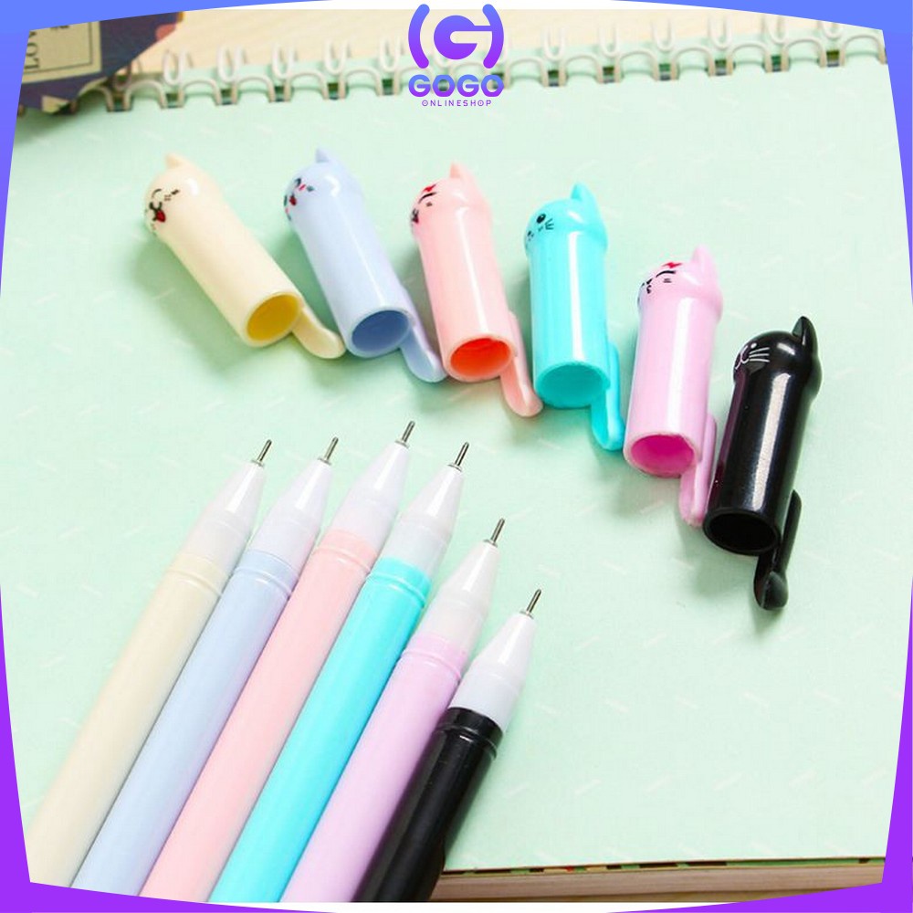 GOGO-A14 Pulpen Gel Karakter Kartun Kucing Pena Unik Bolpen Motif Kucing Stationary Alat Tulis Murah