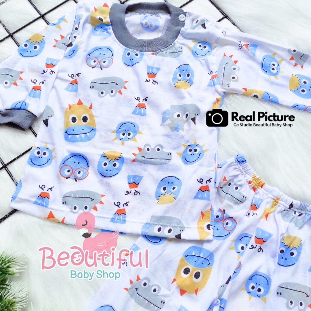 Baby.ou - Setelan Baju Bayi Lengan Panjang Celana Panjang Motif Crocodile / Setelan Piyama Bayi / Baju Bayi Panjang / Baju Tidur Bayi Viori