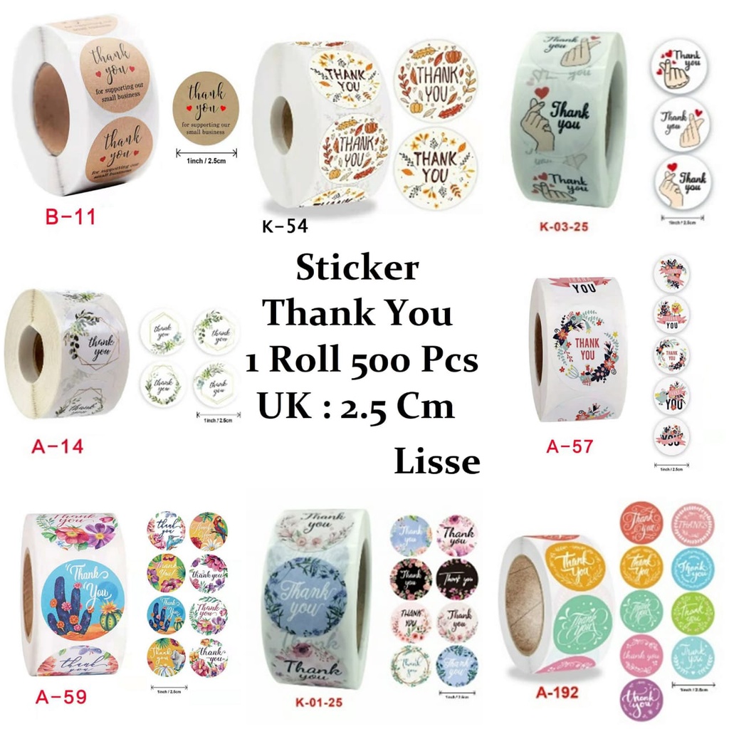 

Stiker Label Sticker Kado Ucapan Thank You Terima Kasih Per Roll 2.5Cm