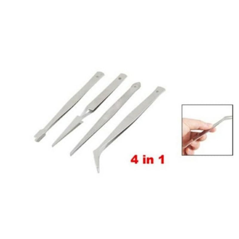 TWEEZER SET 4 PCS 4 IN 1 / PINSET STAINLESS PINGSET MINI SET ALAT JEPIT TANAMAN AQUASCAPE AQUARIUM