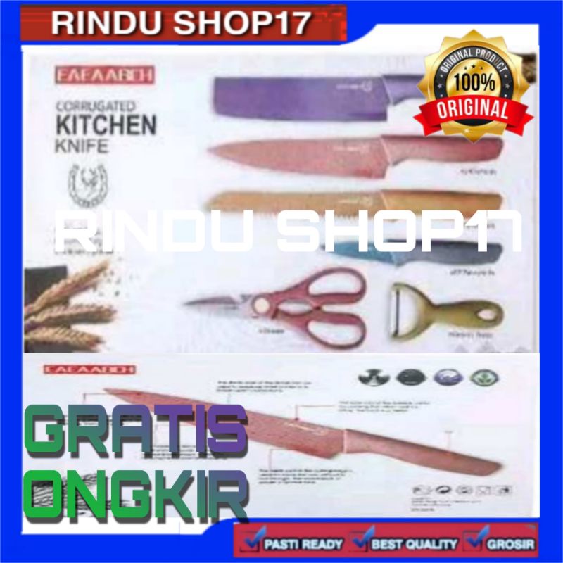 (RS)PISAU 6 SET STAINLESS LAPIS JERAMI  NON TALENAN WHEAT FOOD GRADE AMAN BAYI WHEAT STEEL