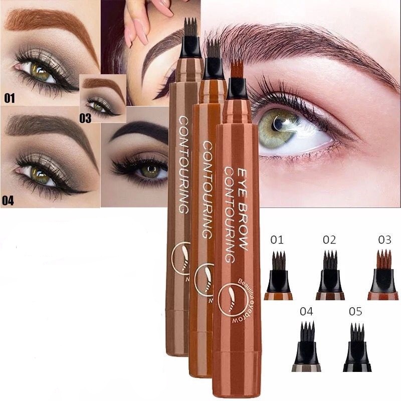 Automatic Pensil Alis Bercabang Empat Eyebrow Pencil Tahan Air PigmenOriginal 4 Warna