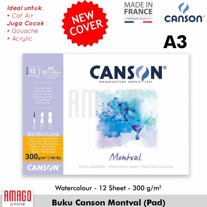 

(COD) CANSON MONTVAL - 12 SHEETS - A3 (29,7x42) CP - 300G (PAD) - 200807320