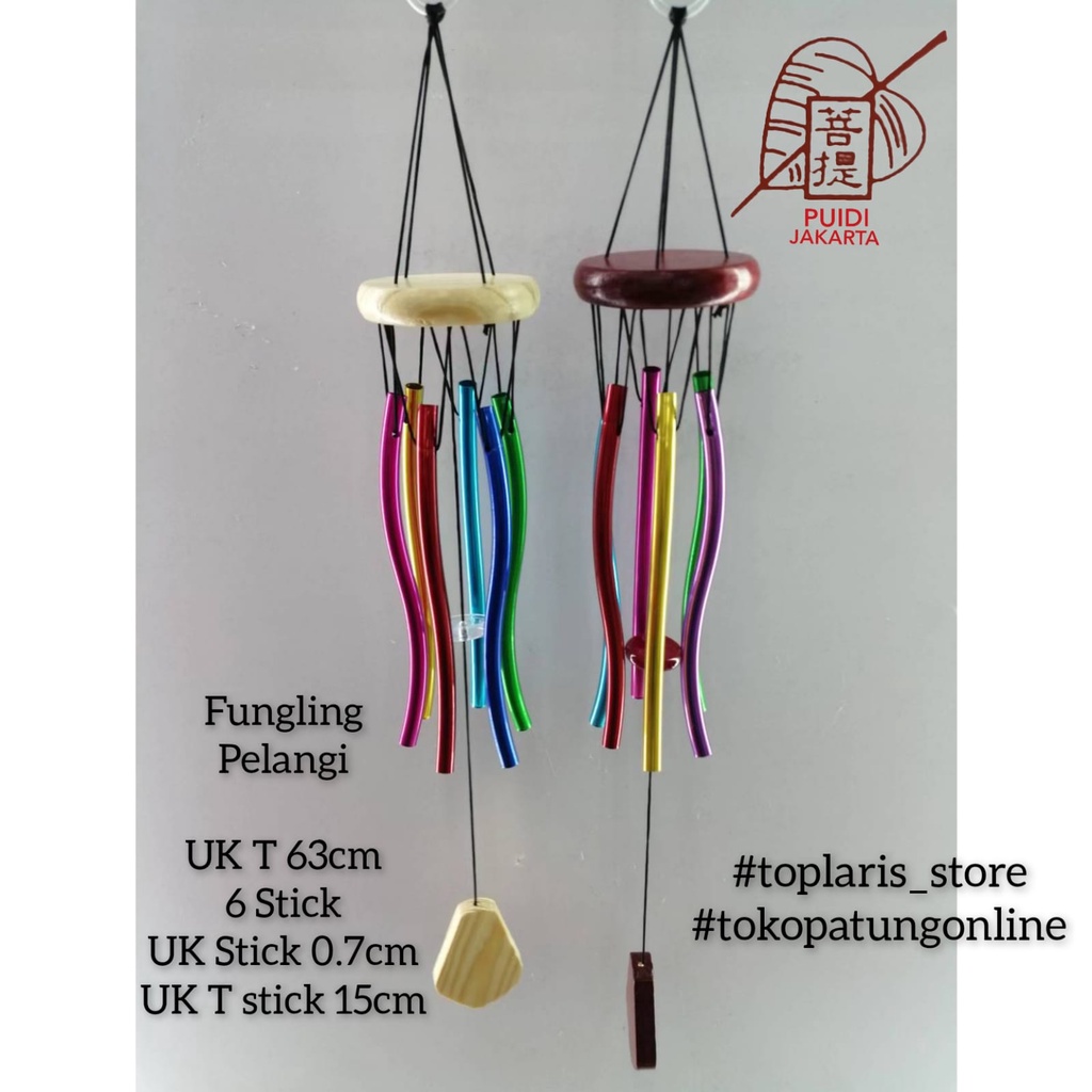 Fungling Lonceng Angin Pelangi 6 Stick Fengshui