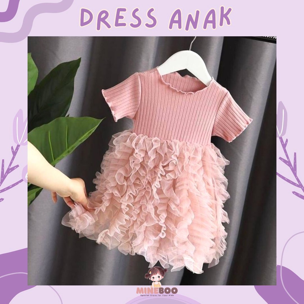 mineboo -  DRESS WINTER RIBB EBV Anak Perempuan Import Baju Anak Perempuan Import Dress Bayi Perempuan