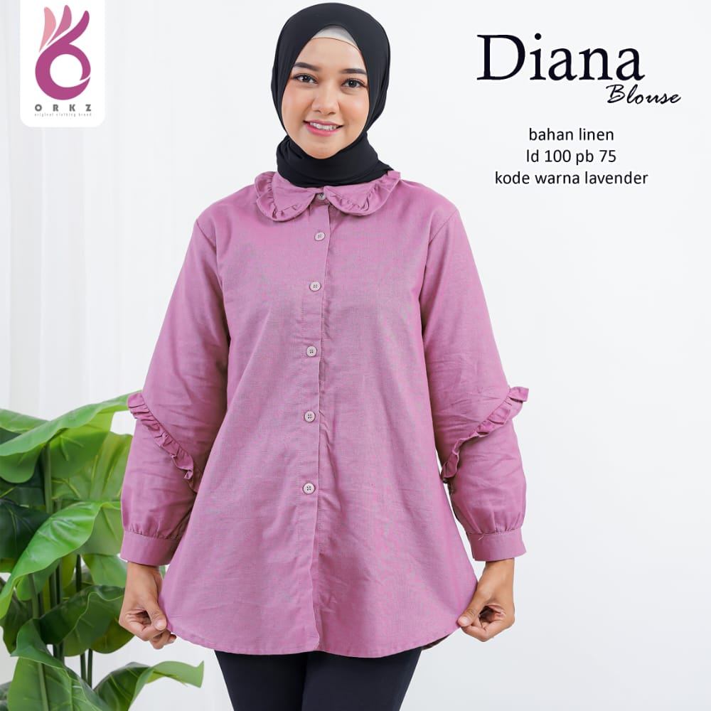 DIANA BLOUSE KATUN LINEN RAMI KEMEJA KANCING KOREAN STYLE KEKINIAN BR