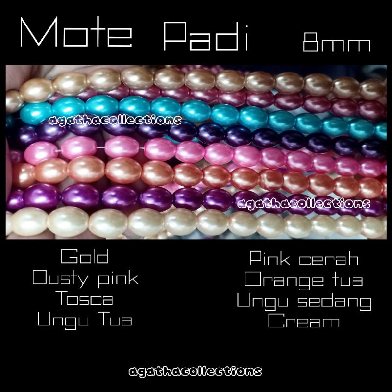 Mote padi sof manik manik padi 8mm rentengan