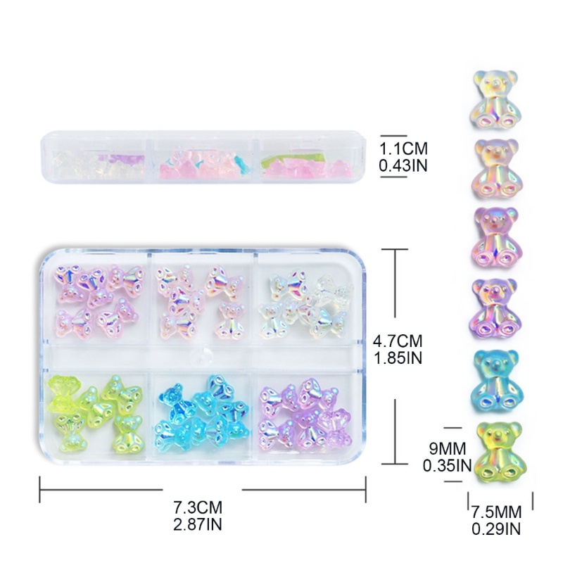 Zzz 0 Pcs Hiasan Kuku 3D Motif Beruang Aksen Berlian Imitasi + Glitter Untuk Dekorasi Nail Art / Manicure