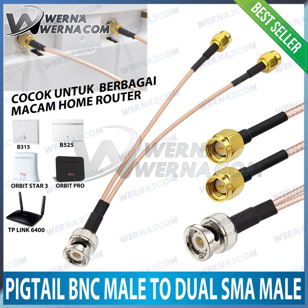 PIGTAIL BNC to dual SMA male support Router Modem ORBIT , B525 , HUAWEI , B315
