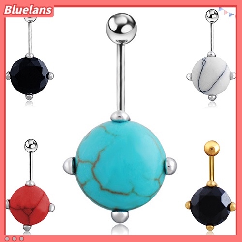 Bluelans Round Turquoise Silver Plated Belly Ring Barbell Navel Body Piercing Jewelry