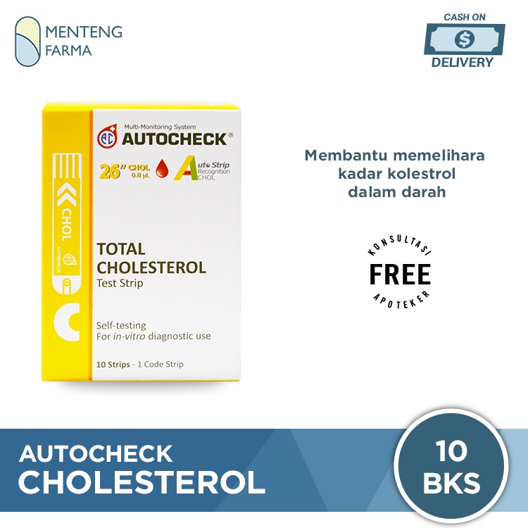 Strip Autocheck Cholesterol Isi 10 Strip - Alat Strip Tes Kolesterol