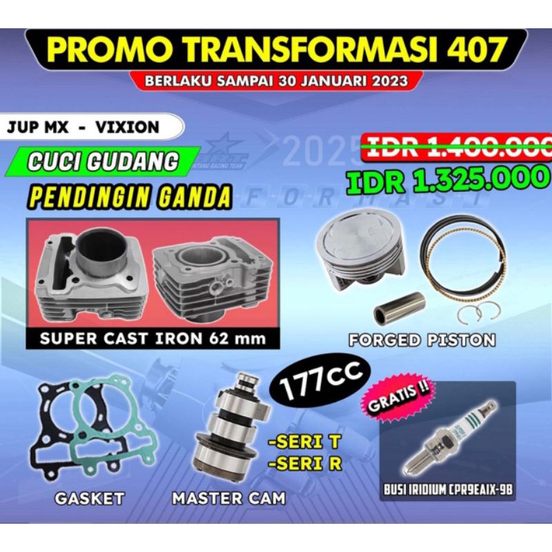 PAKET BORE UP BLOK BRT & NOKEN AS CAM BRT JUPITER MX MX KING VIXION OLD R15 NVL NVA XABRE 62mm