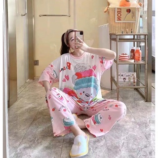 Piyama Import Super Jumbo Baju Tidur Jumbo Import Set Kekinian Lengan Pendek Celana Panjang CP