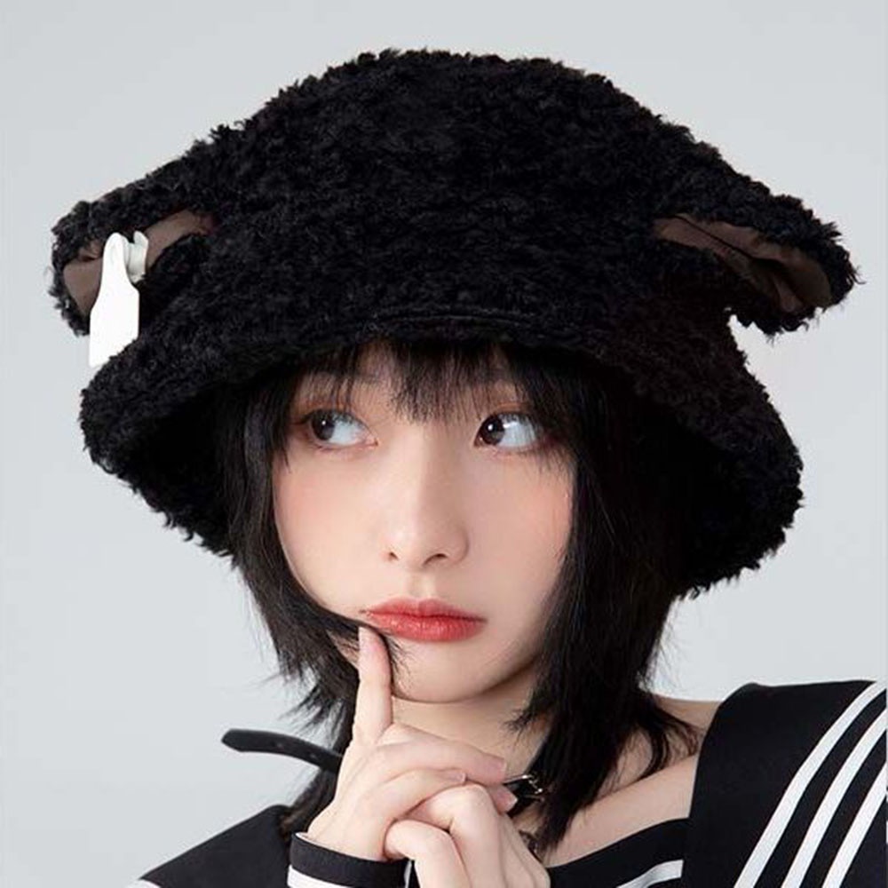 【COD Tangding】Topi Nelayan Dengan Pelindung Telinga Bahan Plush Hangat Untuk Perempuan