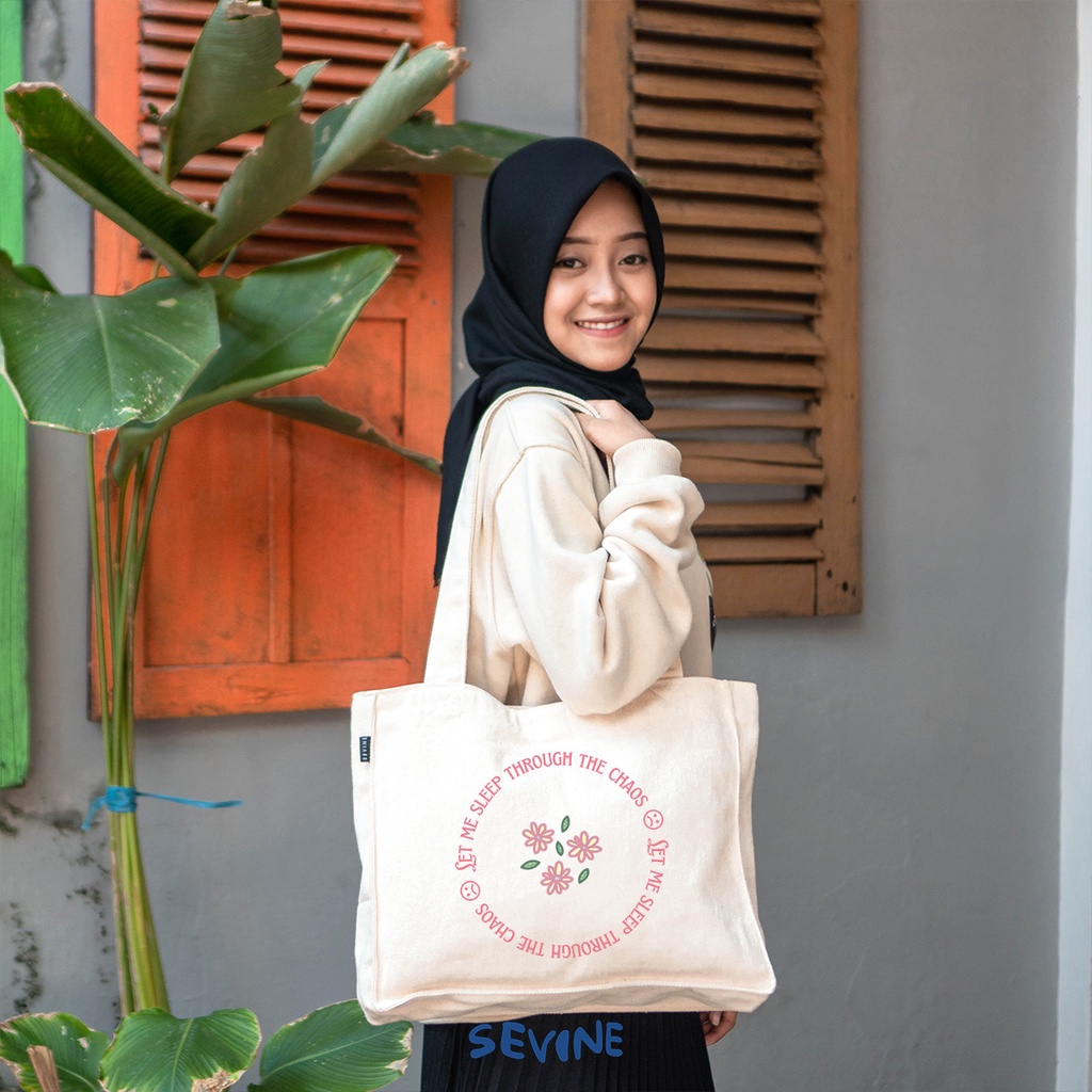 Sevine Totebag Kanvas Daisy Tas Wanita Tote Bag Dengan Kantong Laptop Kuliah Sekolah Kerja Quotes Aesthetic - KB