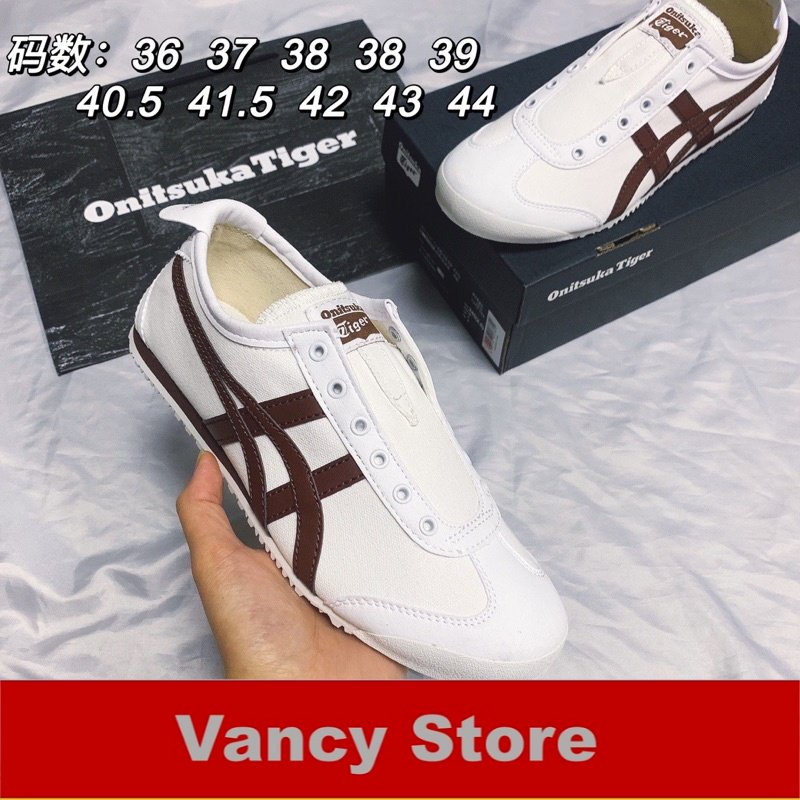 Sepatu Onitsuka Ti*** Slip On White Maroon Free Paperbag Sneakers