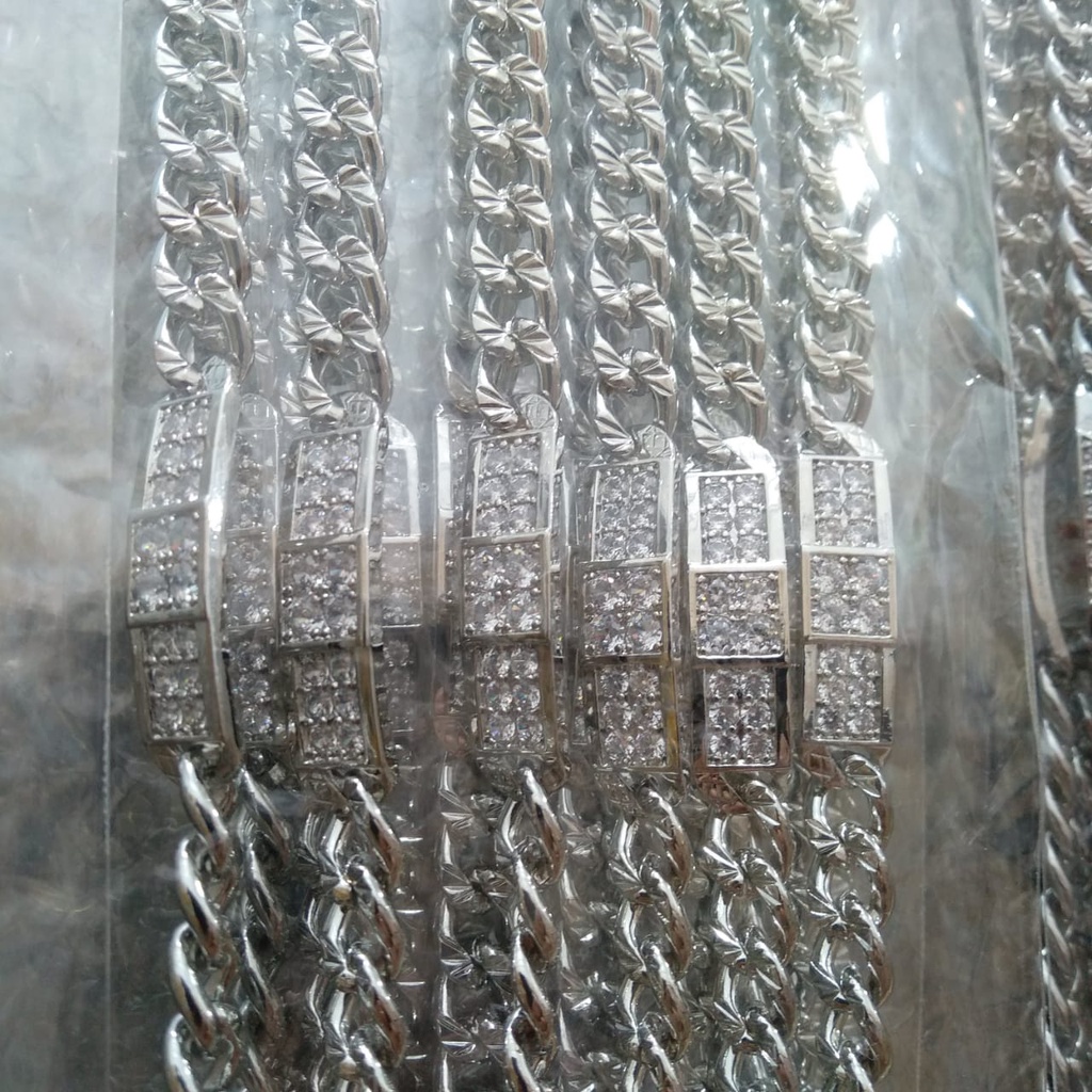 AV163 Grosir Gelang Rantai Plat Permata Gelang Tangan Dewasa