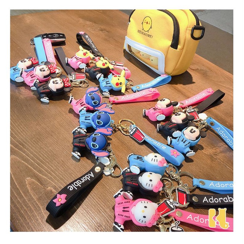 ACC Market88 Gantungan Kunci Imut Motif Pikachu Stitch Mickey Minnie Cantik Elegan Import Keychain