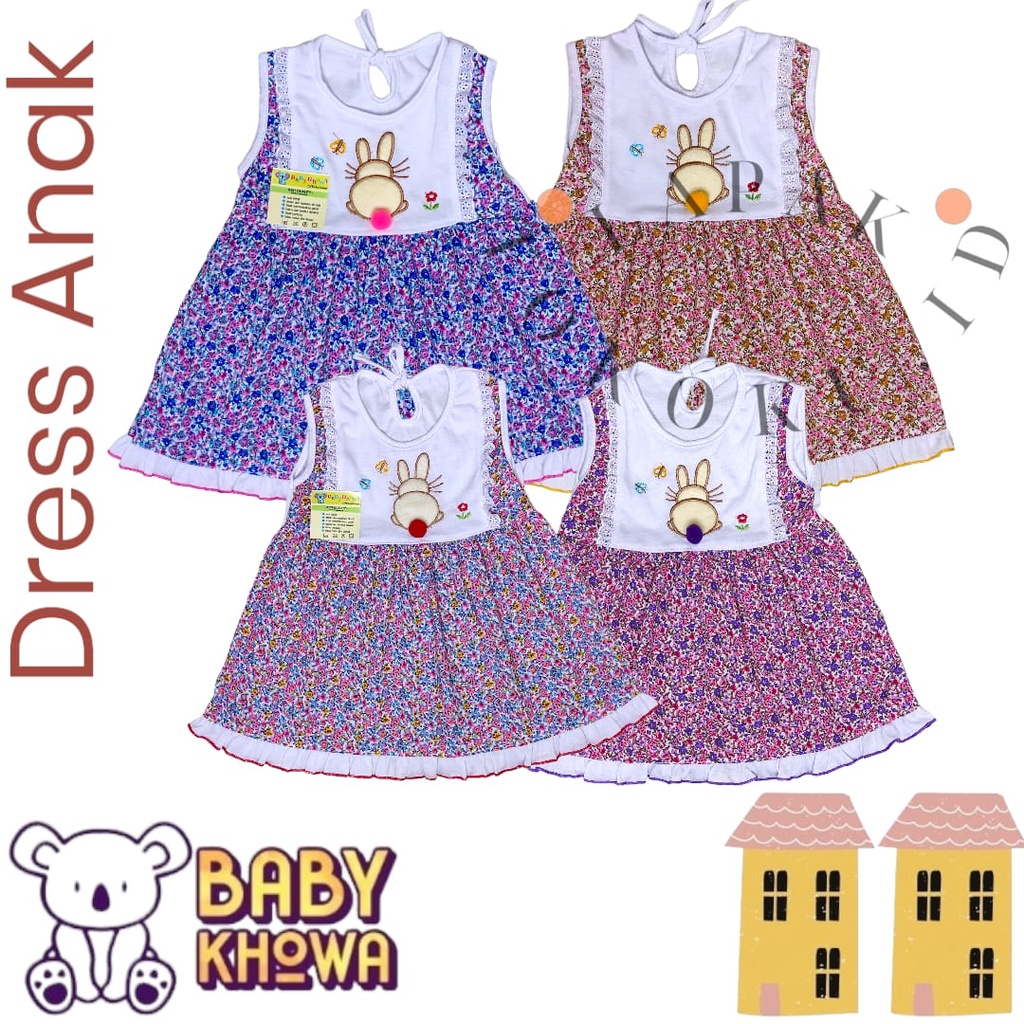 Dress Baju Baju Bayi Perempuan Baru Lahir BABY KHOWA Dress Pesta Lucu Anak Baju Anak Perempuan Kaos Rok Anak Bayi Bung-Bunga