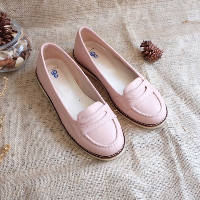 [SIAP KIRIM] BRShoes22 Pink Sepatu Kerja Casual Slip On Wanita