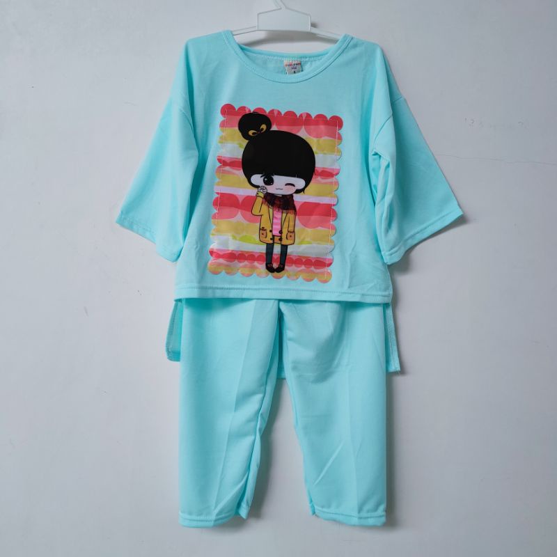 Setelan Oversize SLEBEW viral 3 4 5 6 7 8 9 10 tahun baju anak cewek perempuan terbaru Fatonah Shop pom pom ( SETELAN slebew GirLsJAPAN )