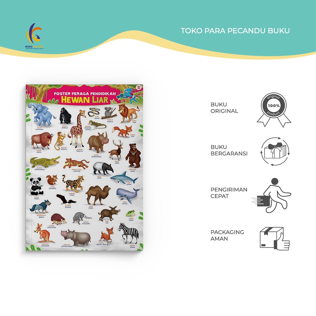 Poster Peraga Pendidikan : Hewan Liar - Tim WudiI - Wahyu Media - Bukukaluku