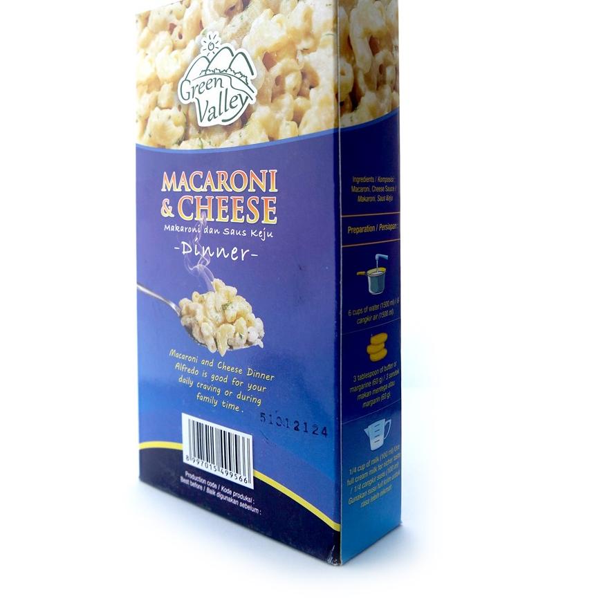 

10.10 Terlaris Green Valley Macaroni and Cheese with Alfredo Sauce 200 Gr (2 Pcs) 