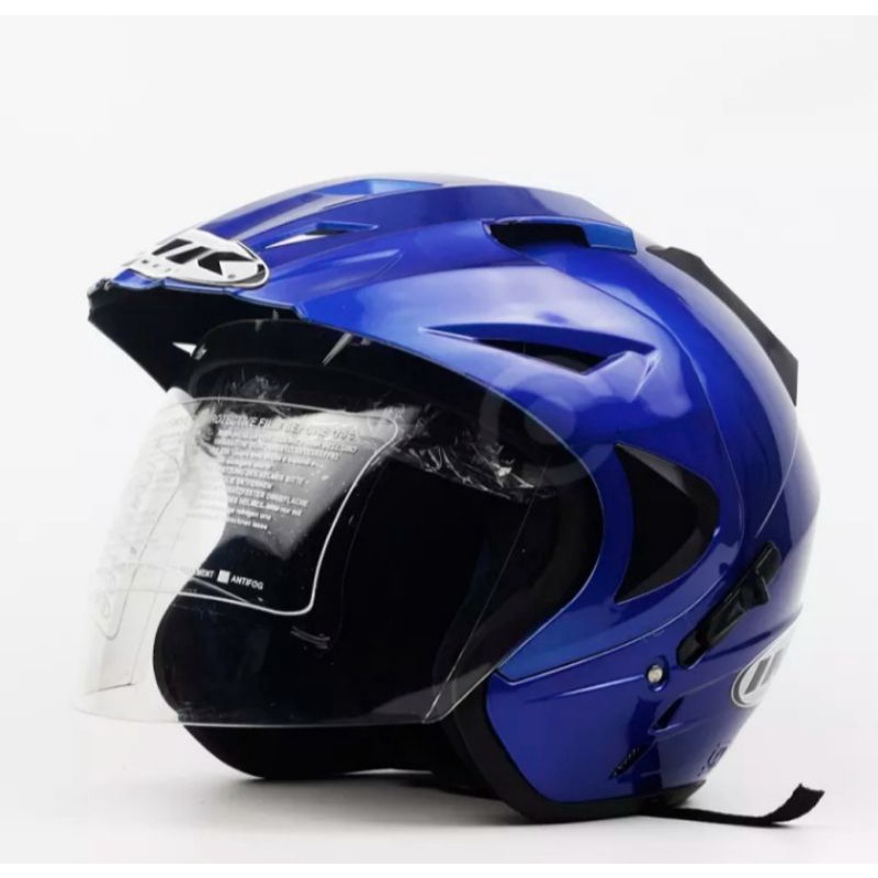 HELM INK DOUBLE VISOR MERK DCS SNI TERMURAH WARNA BIRU TUA KILAP