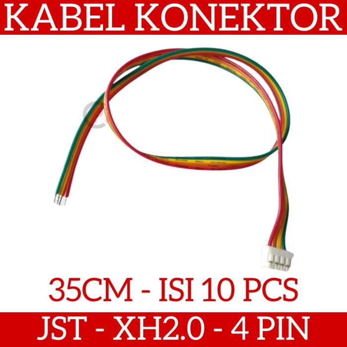 Isi 10 Pcs Kabel Konektor Female JST XH2.0 Pitch 2mm 4 Pin 4P 35cm