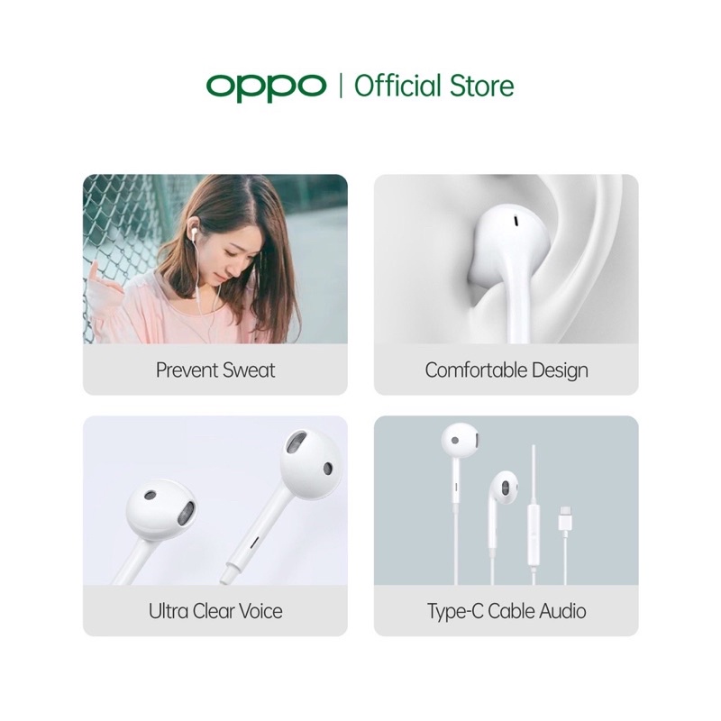 Handsfree Oppo type c Find X R17 Pro Original Oppo Find X Connector Type C Headset Oppo HF Oppo earphone grosir roxy