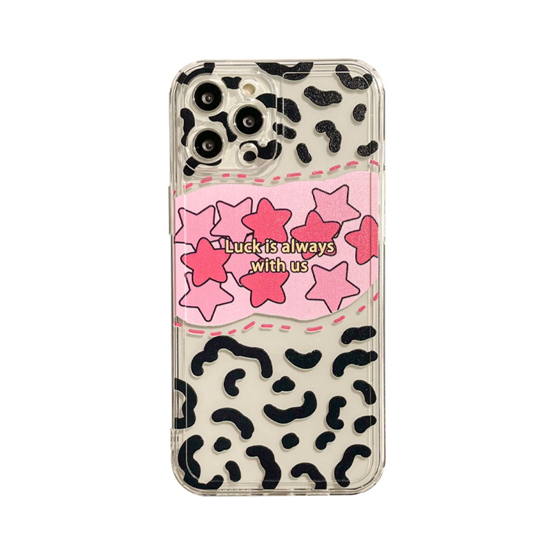 Soft Case Casing For iPhone 14 13 12 11 Pro Max SE 2020 XR X XS Max 7 8 6 6s Plus 7P 8P SE 2020 Pink Leopard Print Transparent Phone Case Precision Hole Lens Anti-drop Soft Silicone Case Cover