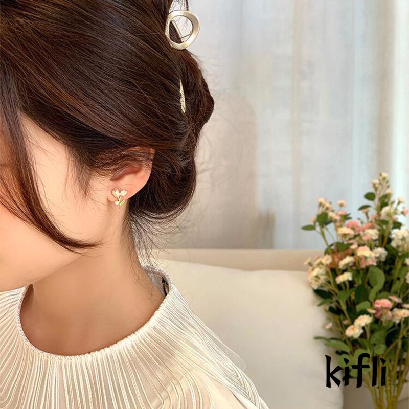 Anting Tusuk Bentuk Tulip Bahan S925 Silver Plated Untuk Wanita