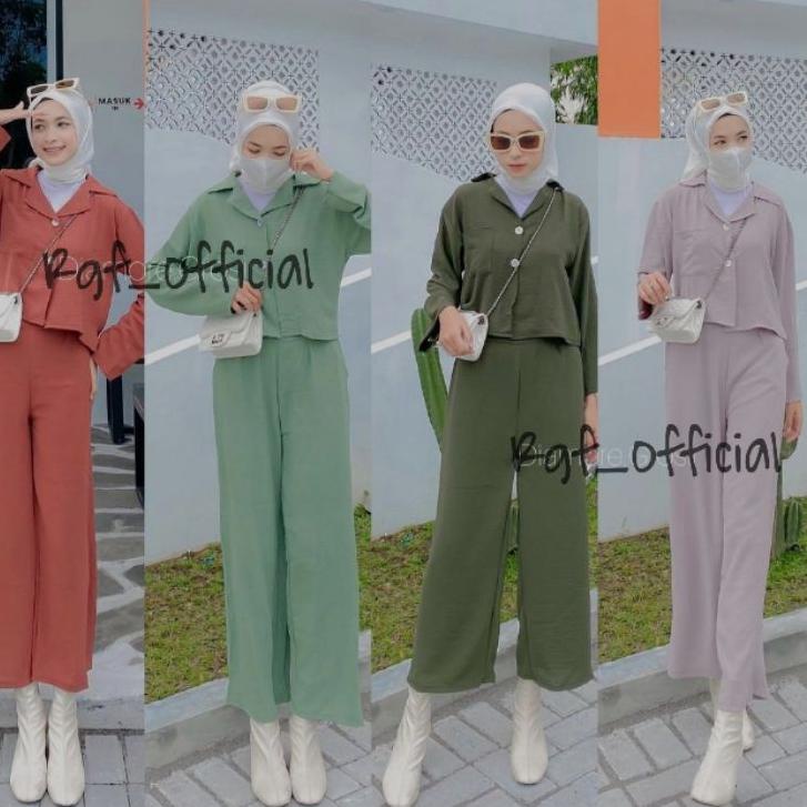 Harga Termuraah ONE SET CROP TOP BLEZER || KEMEJA CROP CRINGKLE || SET WANITA
