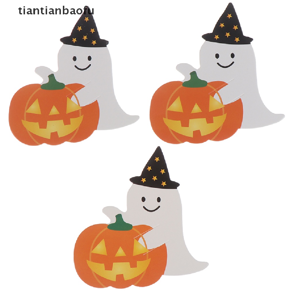50pcs / lot Kartu Kertas Permen Lolipop Desain Hantu Labu Halloween Untuk Hadiah