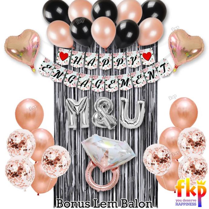 Paket Dekorasi Engagement Simpel Confetti Simpel / Dekor Tunangan