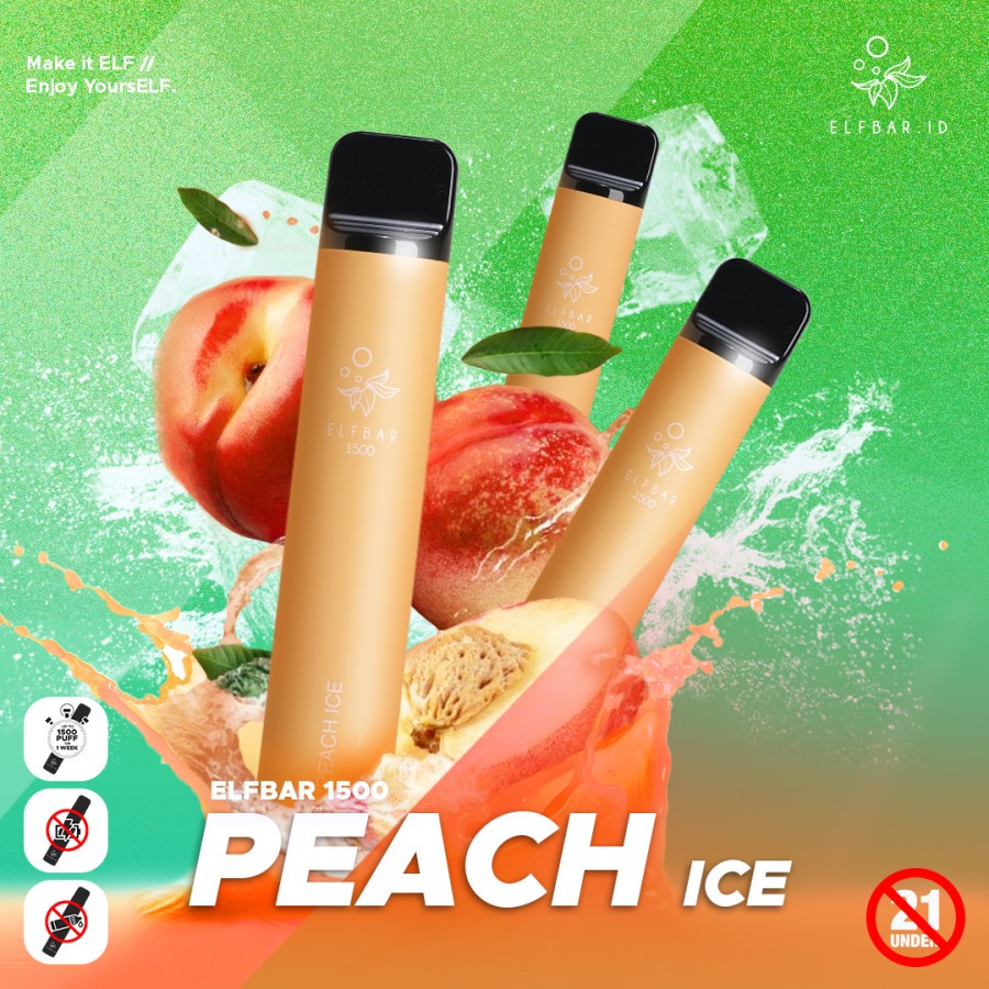 ELFBAR 1500 Puffs Peach Ice | ELF BAR 1500 Disposable Pod | Vape Sekali Pakai Arief Muhammad | Best Disposable Pods Indonesia Fresh Peach | RELX ViFX Gippro FNF Puff