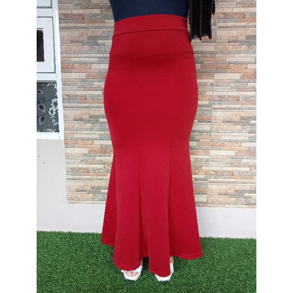 3A Fashion - Rok Duyung High Waist Scuba Premium Pinggang Full Karet