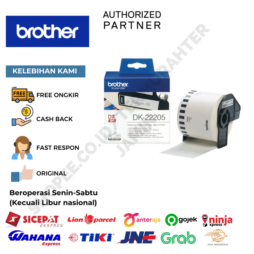 

Brother DK-22205 Continuous Length Paper Tape 62mm (30.48m)