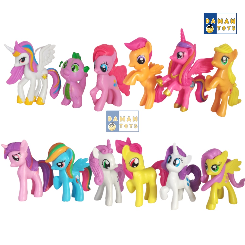 Action Figure My Little Pony 12pcs Pajangan Miniatur Mainan Hiasan Topper Kuda Poni