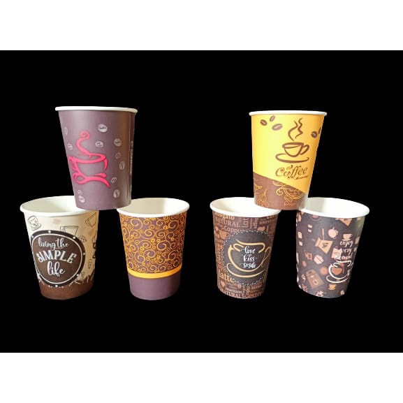 (isi 50) GELAS KOPI MOTIF / PAPER CUP/GELAS KERTAS TAHAN PANAS 8 oz