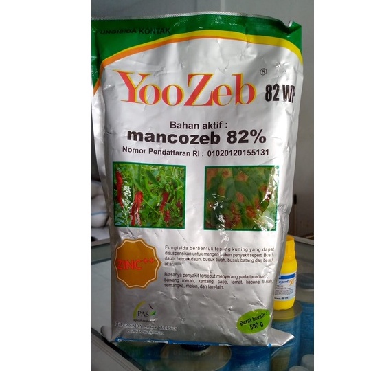 yoozeb kuning 500gram fungisida kontak mancozeb 82wp yozeb 82%