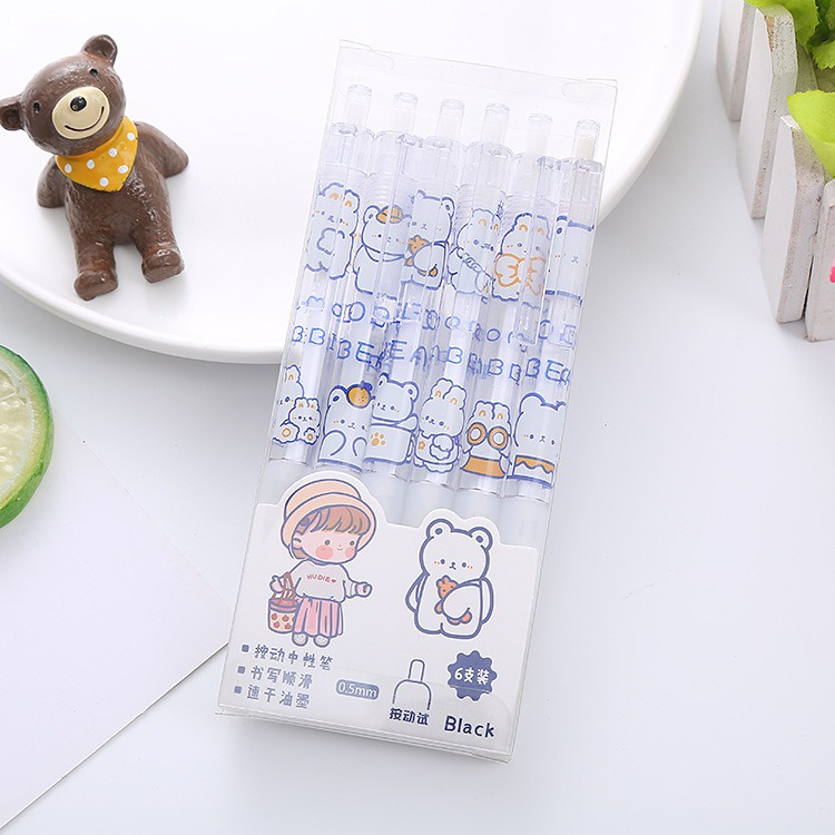 

6 Pcs Pena Pulpen Set Motif Beruang GMALL ST0077