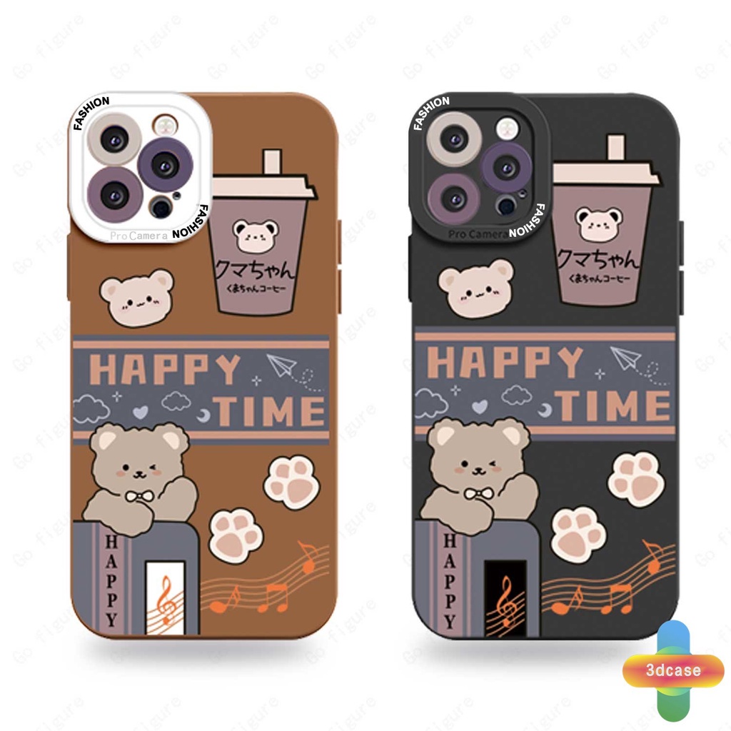 Cartoon Milk Tea Plaid Case Compatible For IPhone 11 12 13 PRO MAX 6 7 6S 8 Plus X XR XS MAX Se 2020 6SPlus 7Plus 6Plus 8Plus XSMAX Bear Diamond Lattice Case Shockproof Soft TPU Back Cover