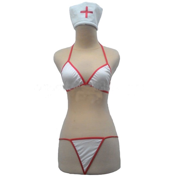Sexy Lingerie Bra Set Bikini Cosplay Nurse Uniform Sleepwear B021
